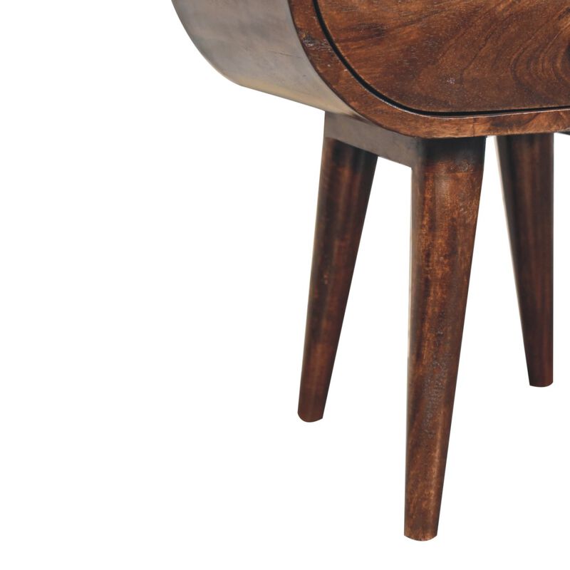 Artisan Furniture Solid Wood California Walnut Circular Bedside with Open Slot