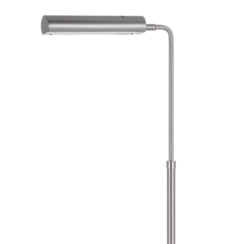 Kime 44-58 Inch Floor Lamp, Adjustable Height, LED, Brushed Steel Finish - Benzara