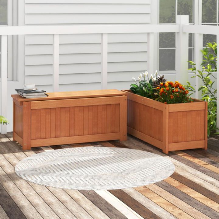 Hivvago Outdoor Plant Container with Seat for Garden Yard Balcony Deck