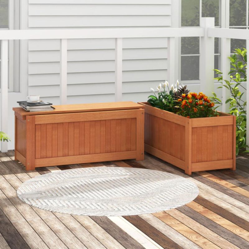 Hivvago Outdoor Plant Container with Seat for Garden Yard Balcony Deck