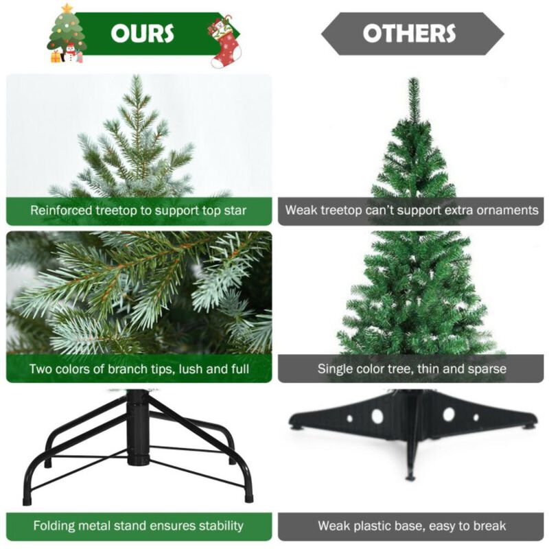 Hivvago 6 Feet Artificial Christmas Spruce Hinged Tree