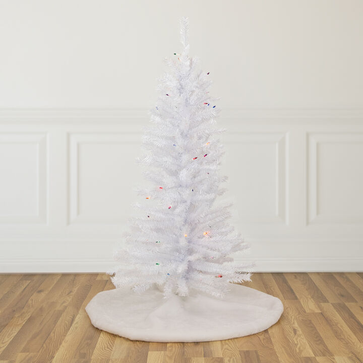 4' Pre-Lit Woodbury White Pine Slim Artificial Christmas Tree  Multi Lights