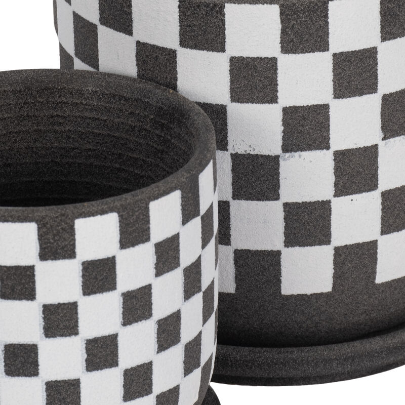 Checkerboard Saucer Planters Set