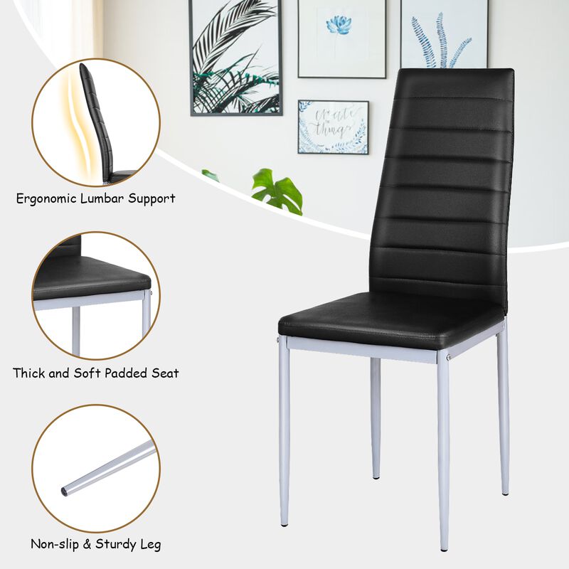 4 pcs PVC Leather Dining Side Chairs Elegant Design