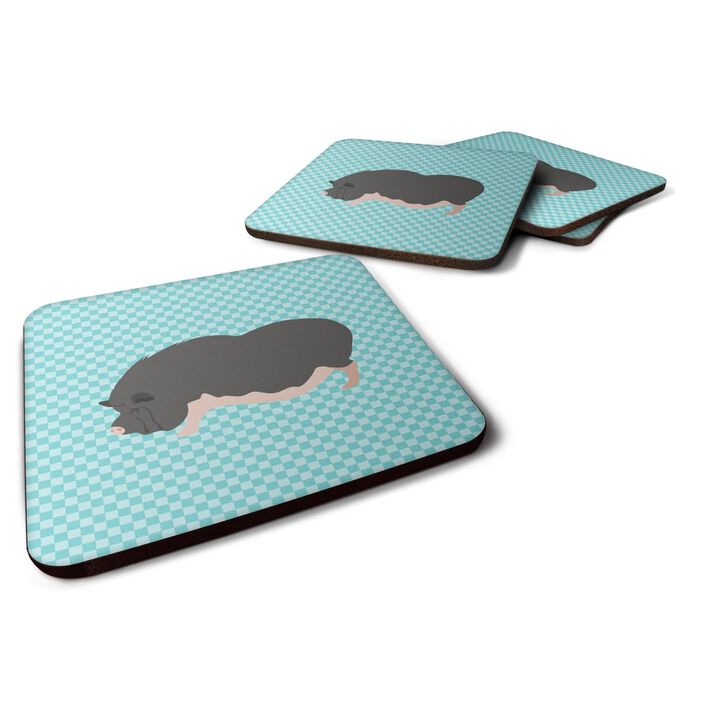 Caroline's Treasures Vietnamese Pot-Bellied Pig Blue Check Decorative coasters, 3.5, Multicolor