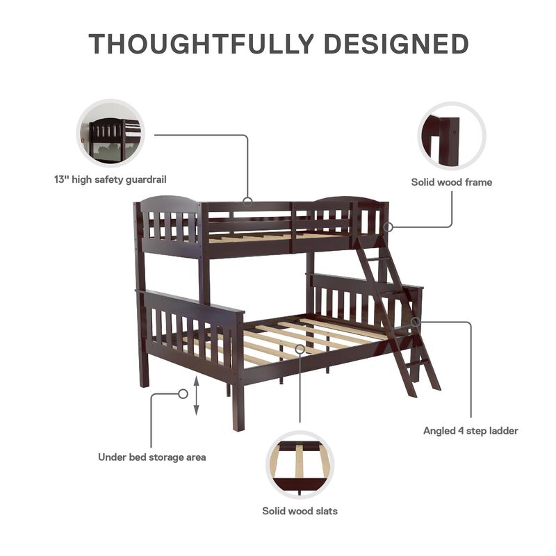 Atwater Living Alara Twin-Over-Full Convertible Bunk Bed with Ladder, Espresso