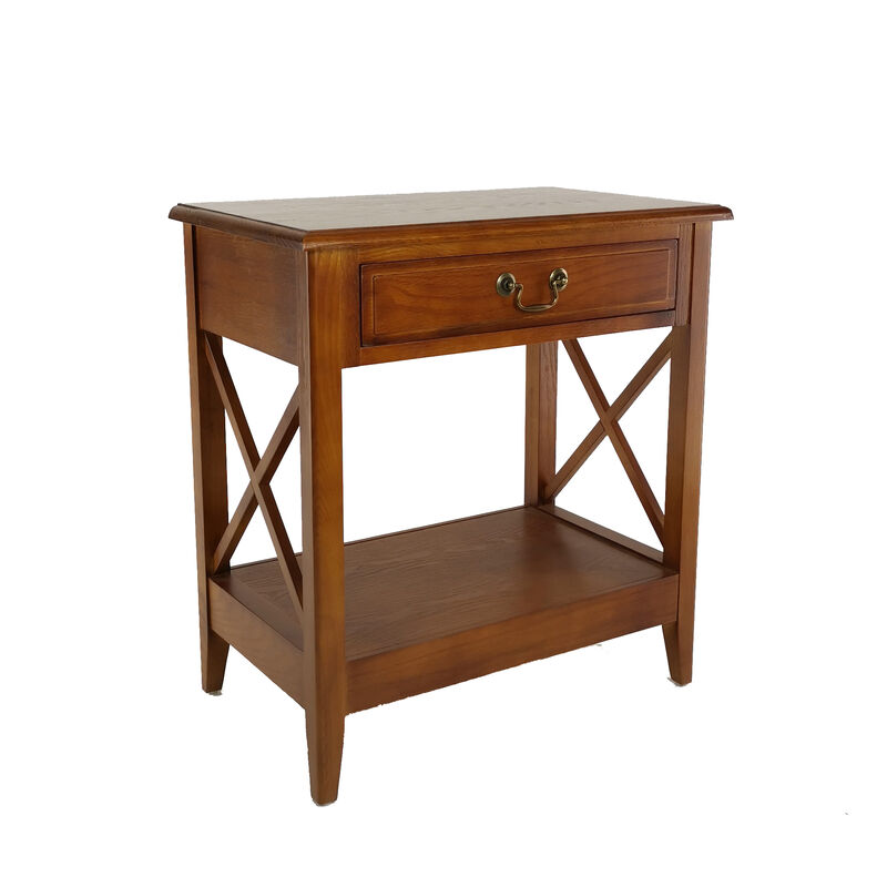 Transitional Style Nightstand with 1 Drawer and X Shape Sides, Brown - Benzara