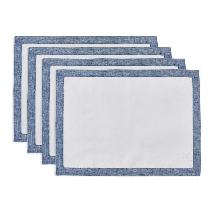 Solino Home 100% Pure Linen Placemats 14 x 19 Inch Set of 4 | Classic