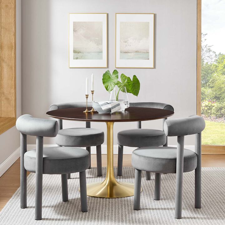Modway - Lippa 48" Round Wood Grain Dining Table Gold Cherry Walnut