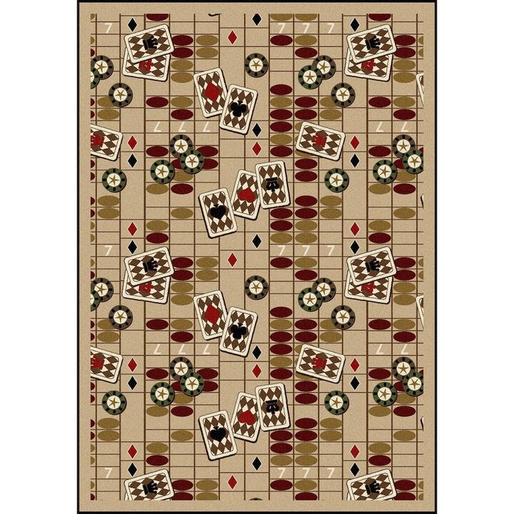 Joy Carpets Games People Play Feeling Lucky 3'10 x 5'4 Area Rug in Color Beige