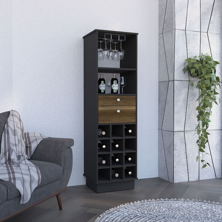 Bar Cabinet Bureck, Living Room, Black / Walnut
