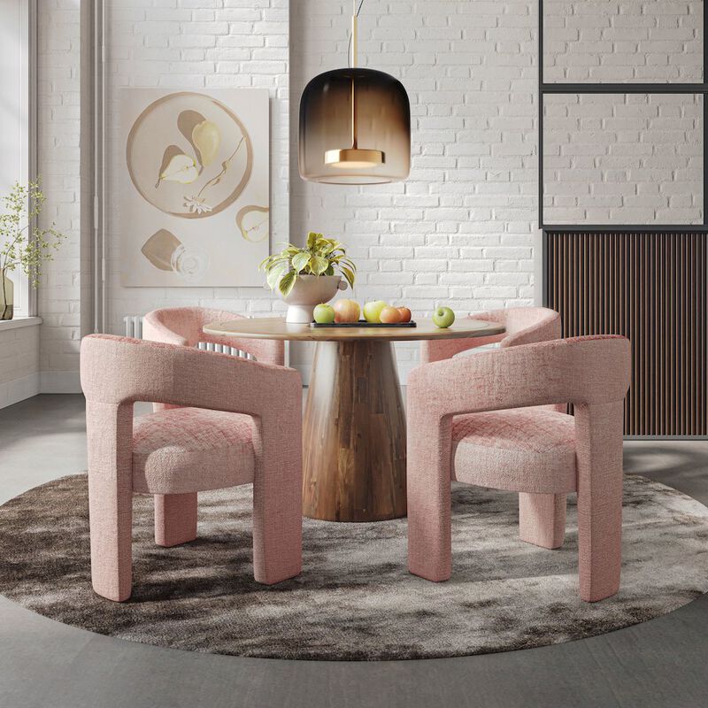 Jofran Gwen Luxury Mid-Century Modern Five Piece Dining Set with Upholstered Chairs