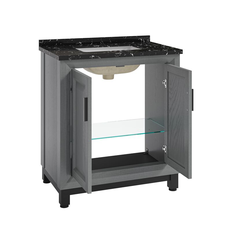 FESTIVO 30" Freestanding Vanity with Marble Top and Storage Cabinet