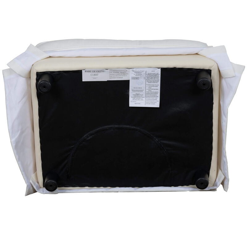 Ariana Rectangular 24 in. x 32 in. White Upholstered Ottoman