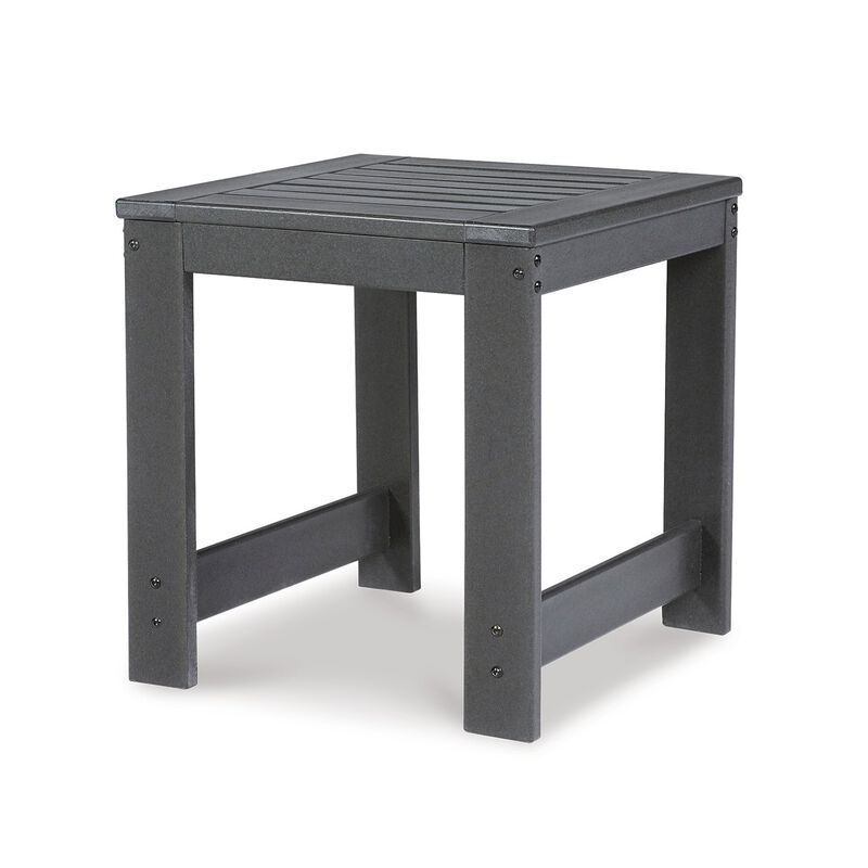 Wigo 22 Inch Outdoor Side End Table, Slatted Top, Modern Charcoal Gray - Benzara