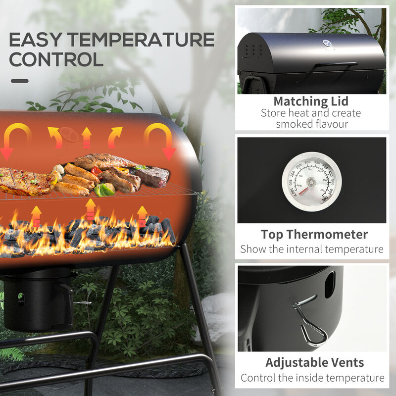 Streamdale 8-Burger Charcoal Grill with Warming Rack and Thermometer
