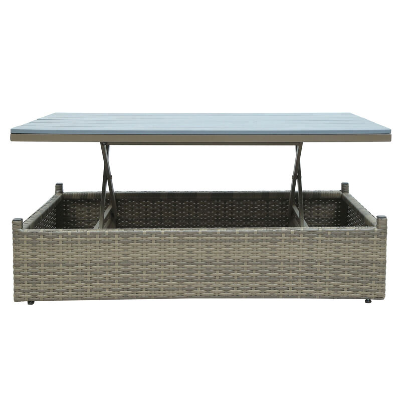 Patio Furniture Sets, 5-Piece Patio Wicker Sofa With Adjustable Backrest, Cushions, Ottomans