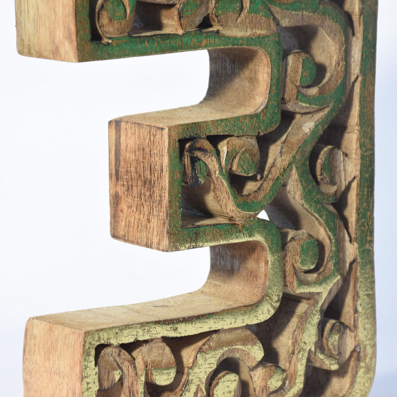 Vintage Natural Gold Handmade Eco-Friendly "3" Numeric Number For Wall Mount & Table Top Décor