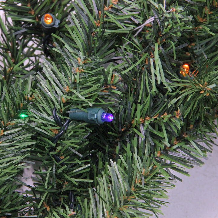 Pre-Lit Canadian Pine Artificial Christmas Wreath - 36-Inch  Multicolor Lights