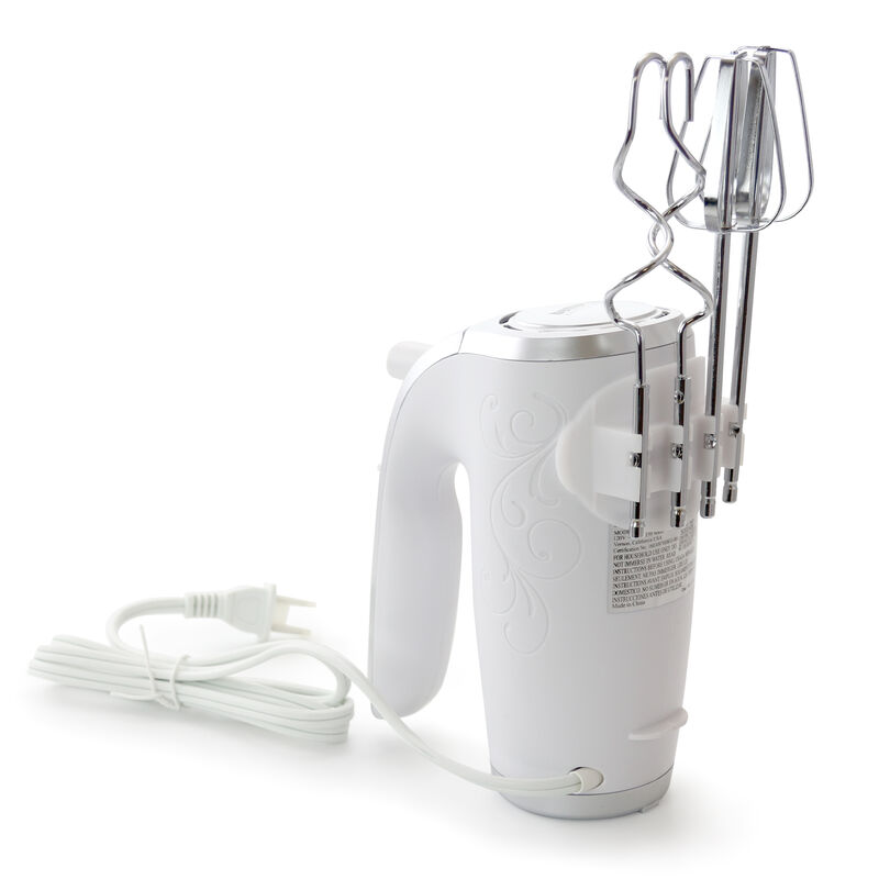5-Speed 150-Watt Hand Mixer White w/ Silver Accents
