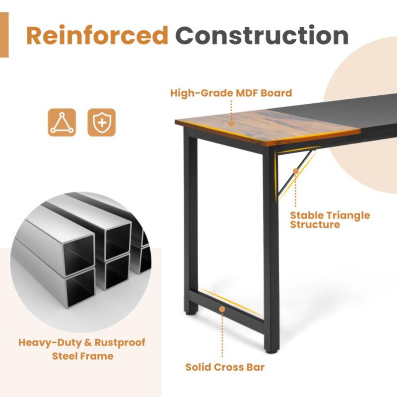 Hivvago 63 Inch Modern Splice Computer Desk with Heavy Duty Steel Frame