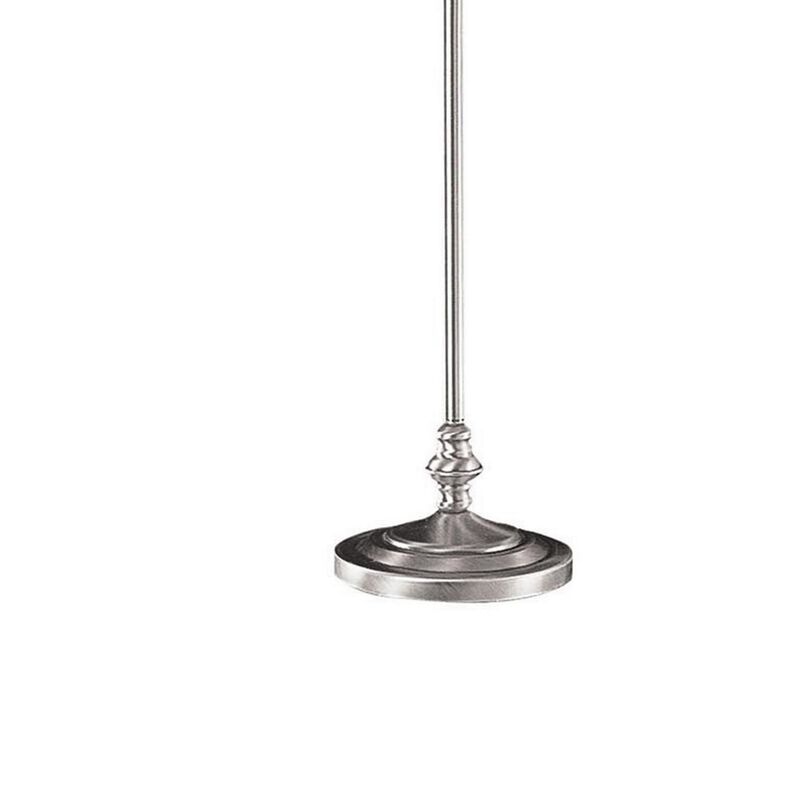 150 Watt Metal Floor Lamp with Swing Arm and Fabric Conical Shade, Silver-Benzara