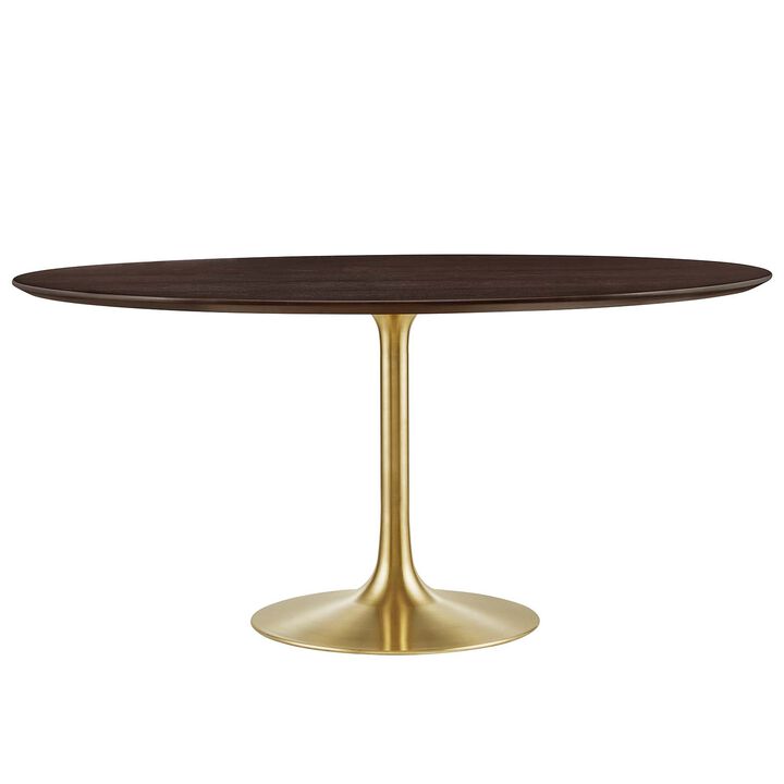 Modway - Lippa 60" Round Wood Grain Dining Table Gold Cherry Walnut