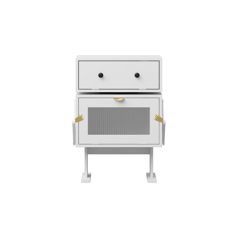 FUFU&GAGA Robot-Themed Storage Cabinet - Modern Organizer, (27.6" H x 18.9" W x 15.7" D) ,White