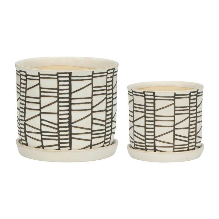 Planter W/ Saucer, Beige