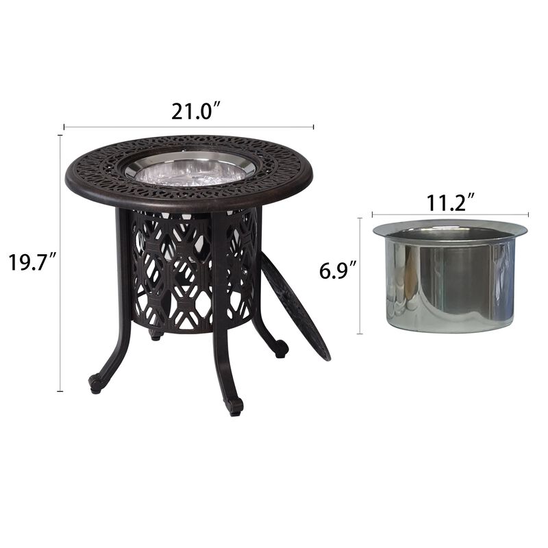 MONDAWE Hand Brushed Bronze Cast Aluminum Food Grade 304 Stainless Steel Ice Bucket Pail Table Set
