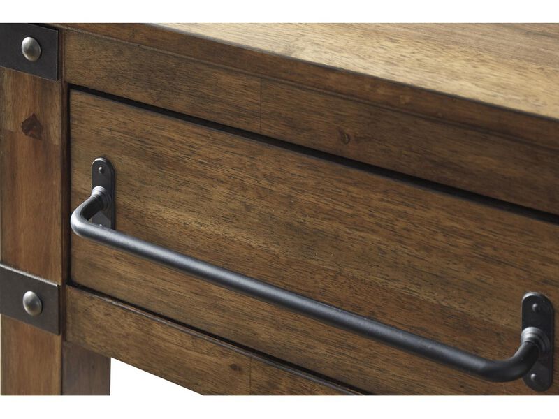 2 Drawer and 1 Door Accent Cabinet with 2 Open Compartments, Brown - Benzara