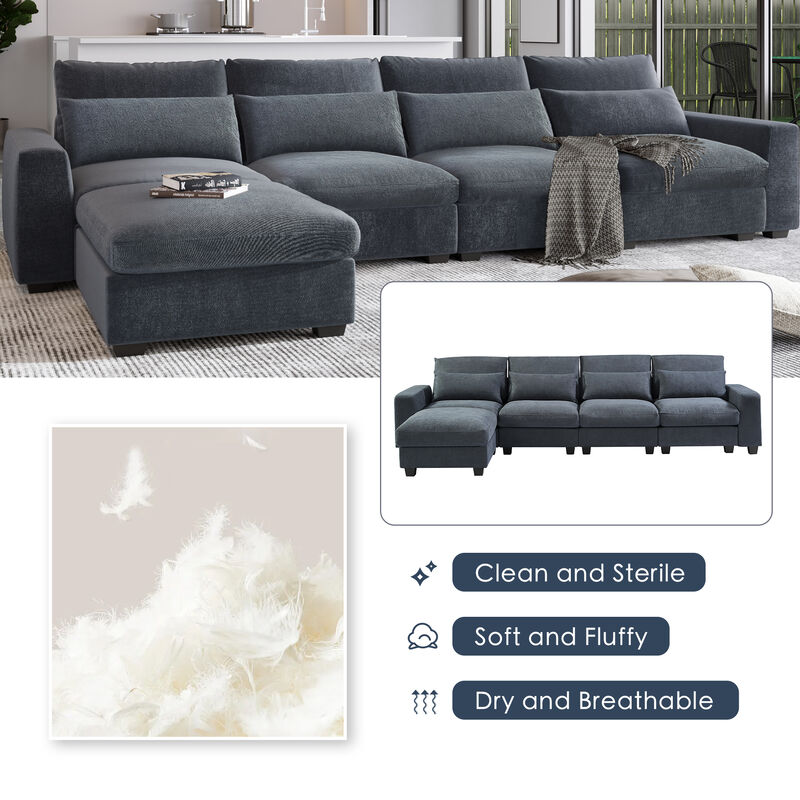 Modern Large L-Shape Feather Filled Sectional Sofa
