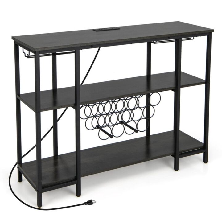 Hivvago Industrial Wine Rack Wine Bar Cabinet with Storage Shelves