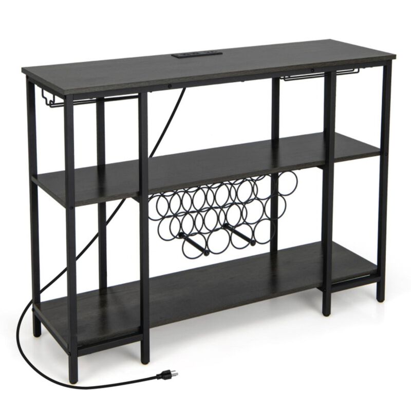 Hivvago Industrial Wine Rack Wine Bar Cabinet with Storage Shelves