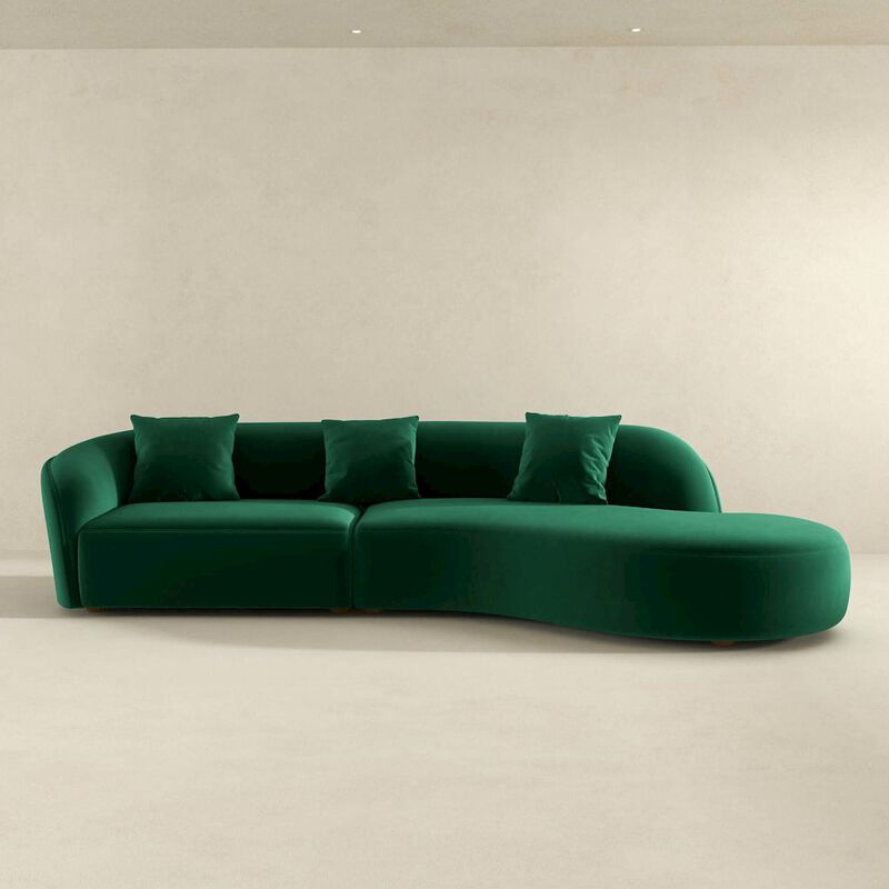Ashcroft Furniture Elijah Japandi Style Curvy Sectional Sofa 126