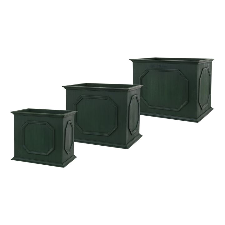 Wooden Rectangular Planter Box for Outdoor and Indoor Garden Décor (Set of 3)