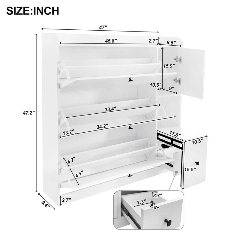 Merax Versatile Shoe Cabinet with 3 Flip Drawers