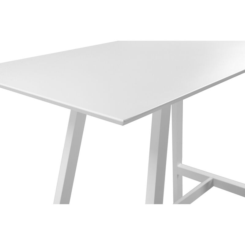 Keli 43 Inch Bar Table, Classic White Aluminum Frame, Rectanglular Top-Benzara
