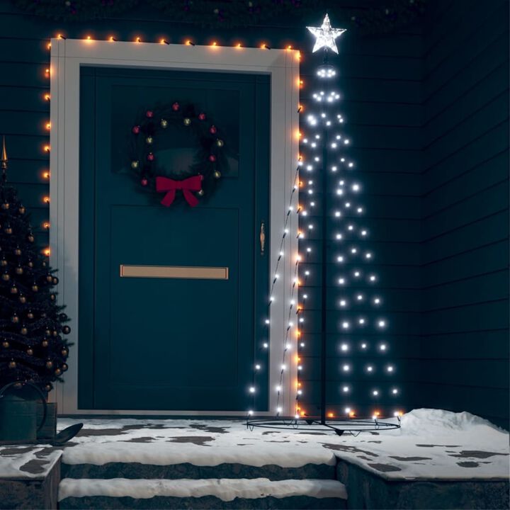 vidaXL Christmas Cone Tree Cold White 100 LEDs Decoration 27.6"x70.9"