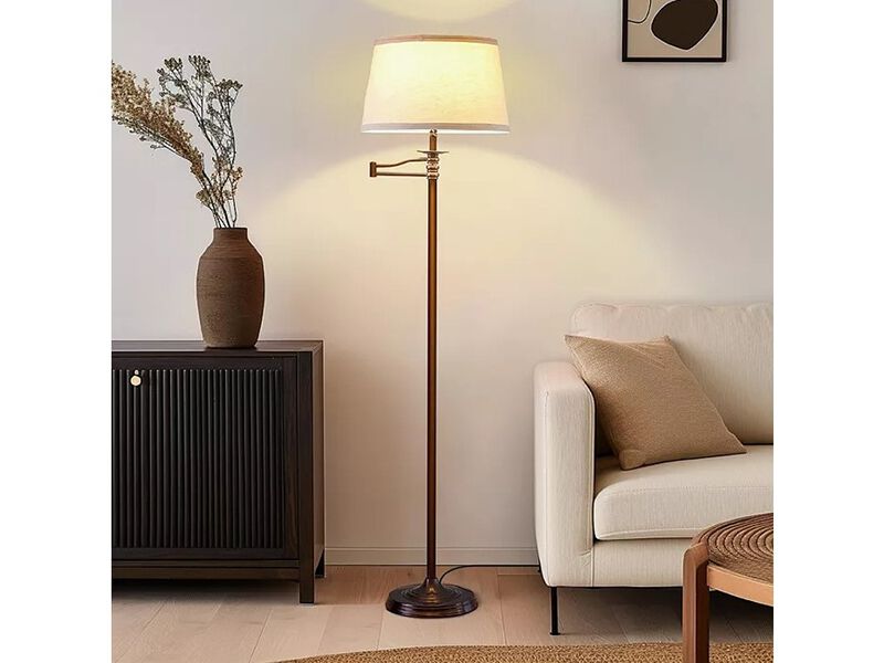 Brightech Caden 62" LED Modern Floor Lamp with Swing Arm & Drum Shade