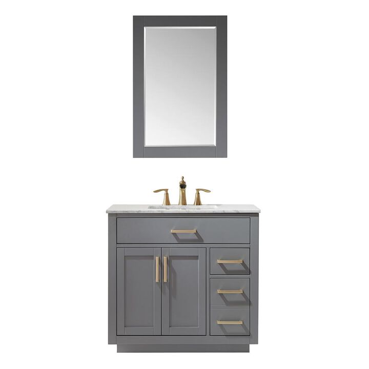 Altair 36 Single Bathroom Vanity Set in Gray with Mirror