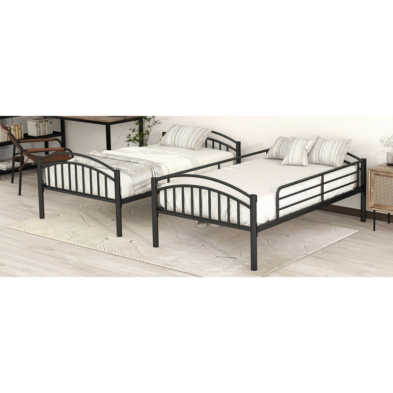 Twin Over Twin Metal Bunk Bed, Divided Into Two Beds