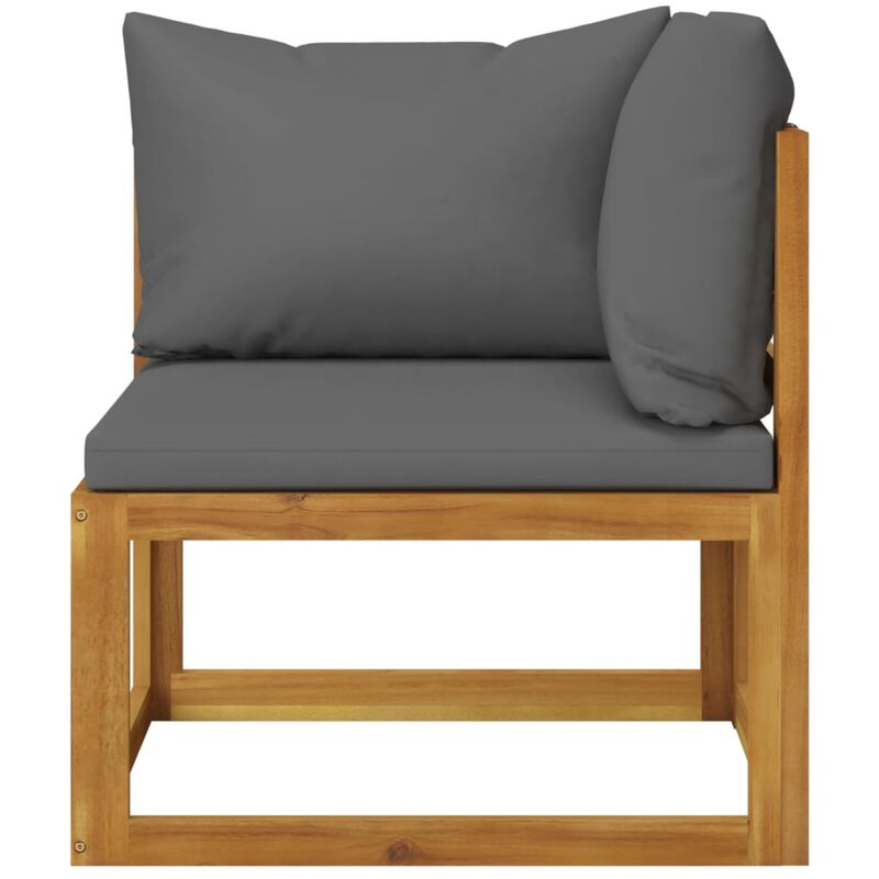 vidaXL 2-Seater Patio Bench with Dark Gray Cushions - Durable Solid Acacia Wood Outdoor Bench - Adaptable Modular Seating - Weather Resistant & Comfortable.