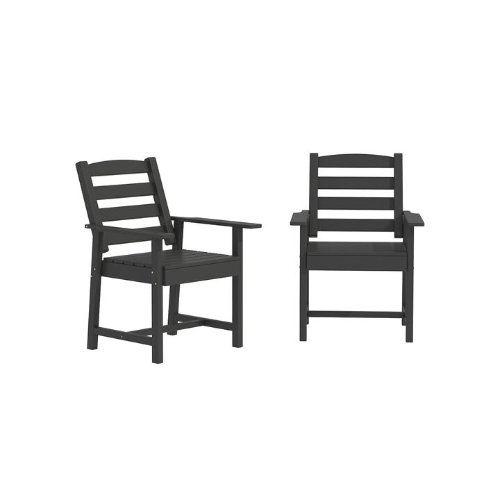 FUFU&GAGA Patio Dining Chair with Armrests, Waterproof, UV Resistant (Pack of 2) (23.6" W x 18.9" D x 33.5" H),Grey