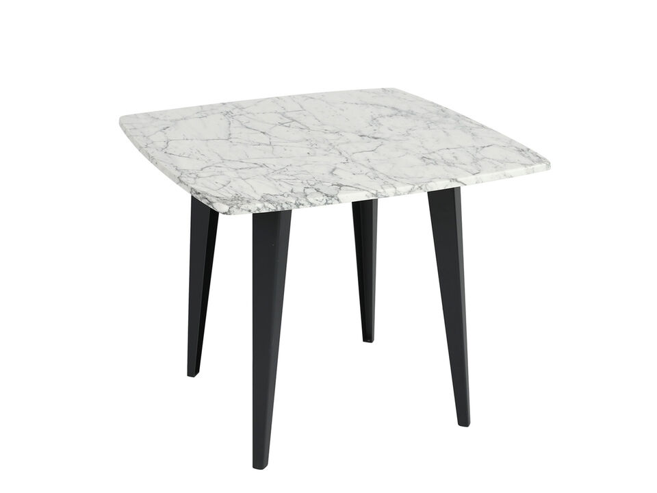 Soro 24" Square Italian Carrara White Marble Side Table with Metal Legs