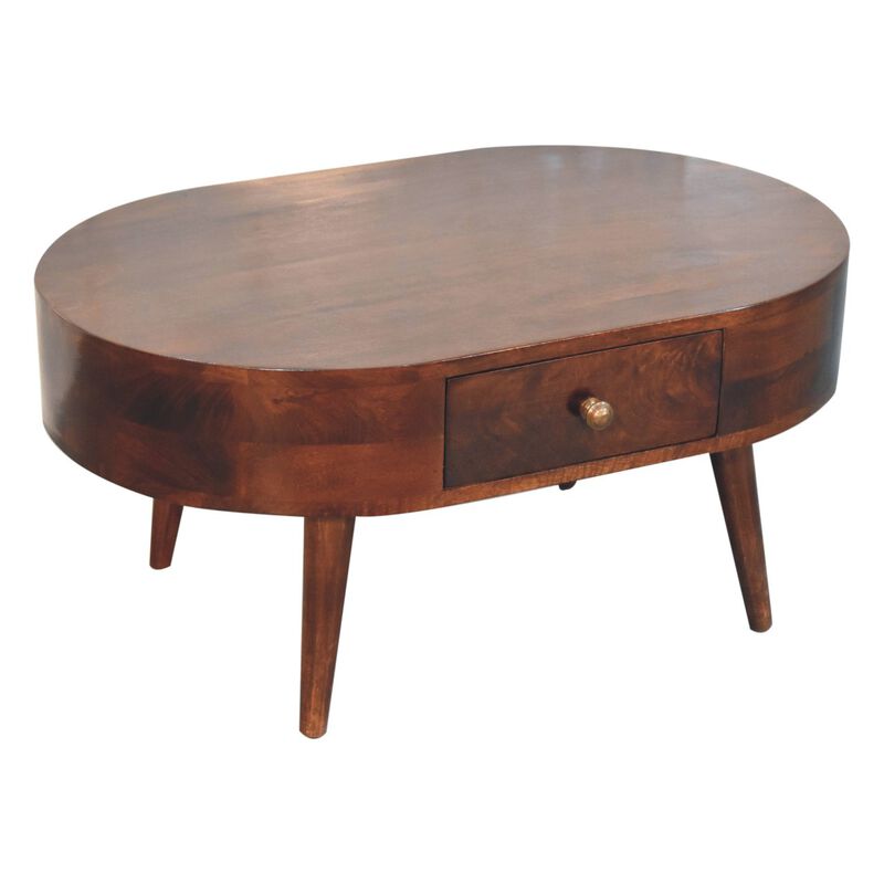 Artisan Furniture Solid Wood California Walnut Rounded Coffee Table