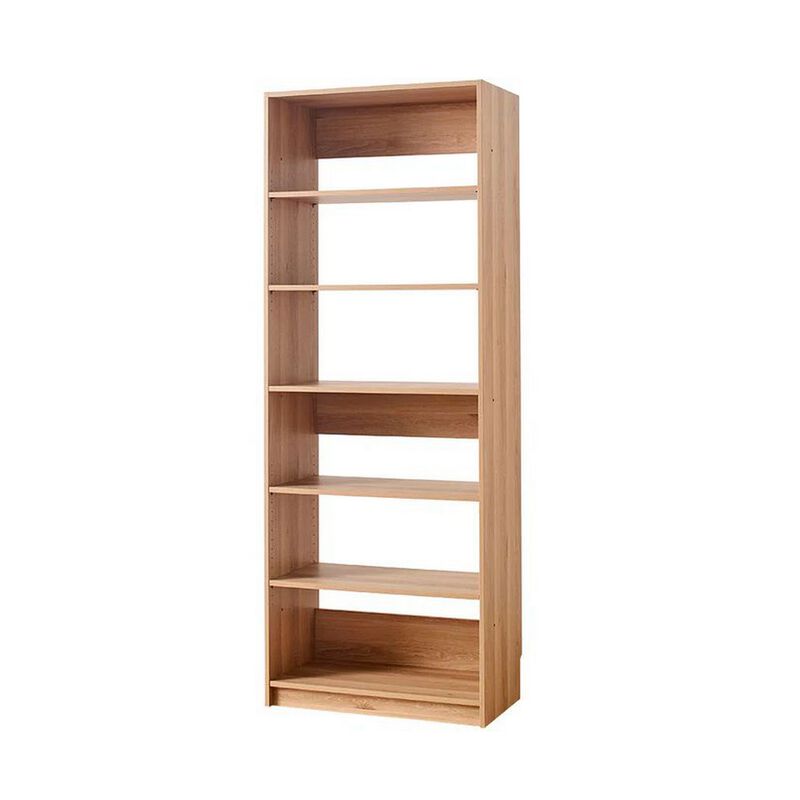 Dee Modular Closet System, 5 Tier Storage Shelves, Oak Brown Wood