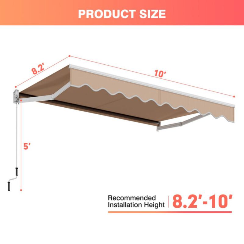 Hivvago Hivvago 10 x 8.2 Feet Retractable Awning with Easy Opening Manual Crank Handle