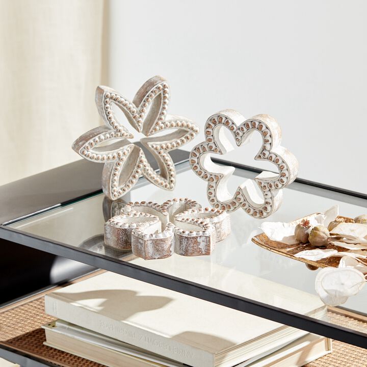 Flower Outline Decorative Wall Art for Home or Garden Decor (Set of 3)