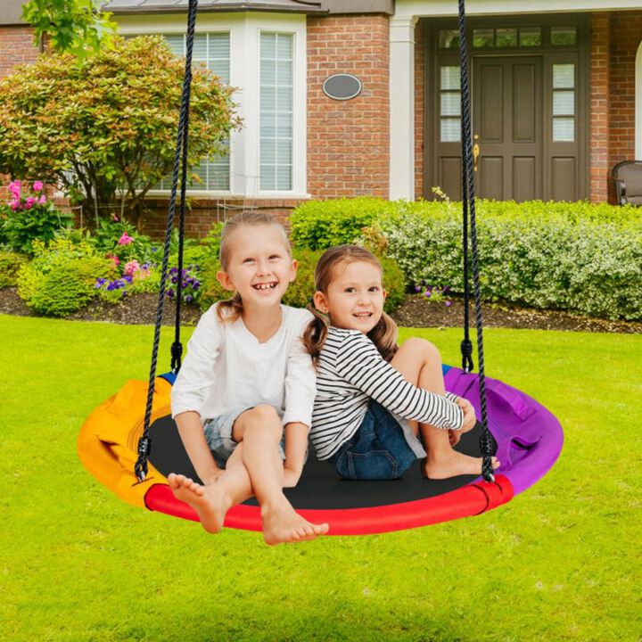 Hivvago 40 inch Saucer Tree Outdoor Round Platform Swing with Pillow and Handle